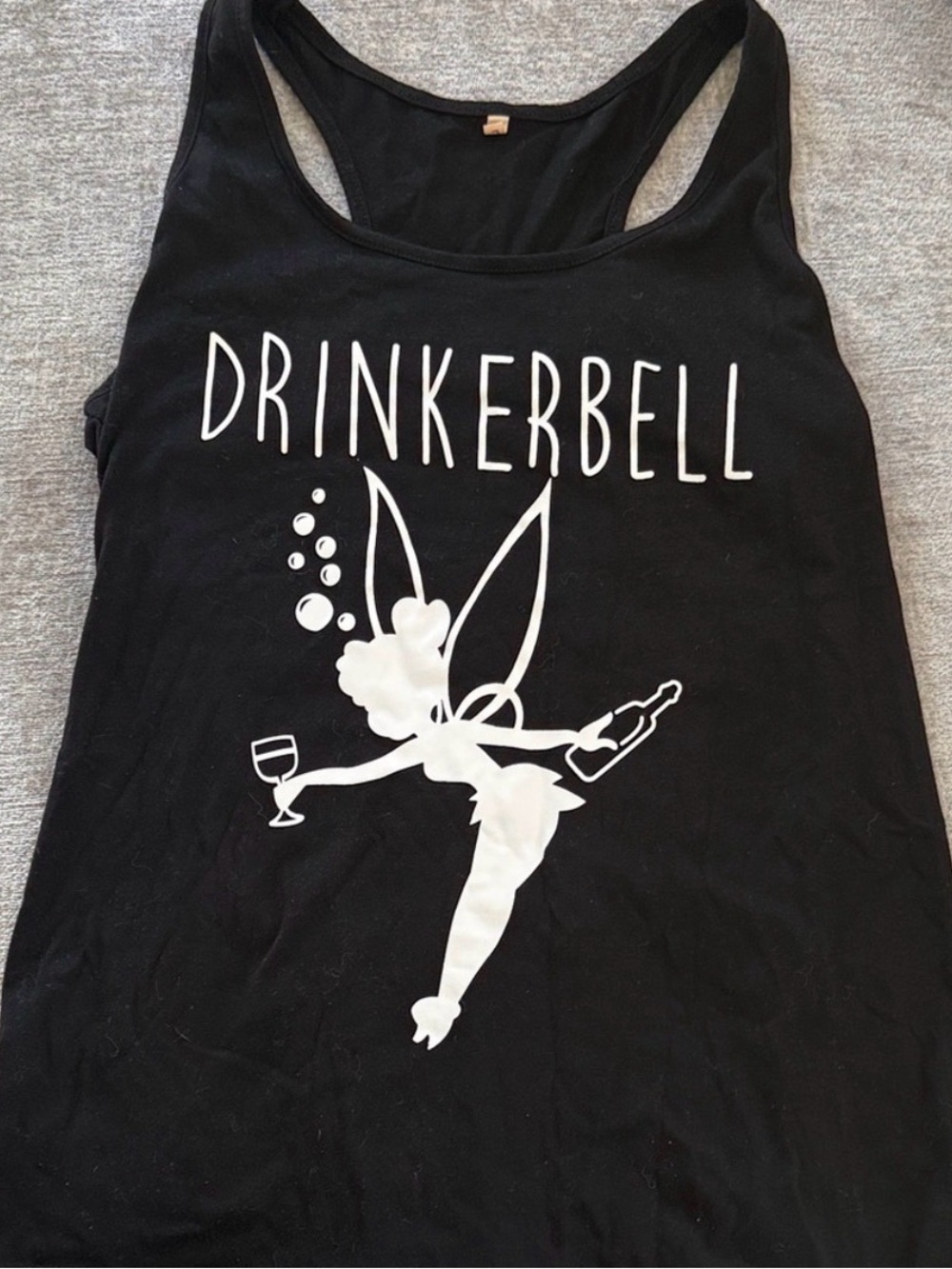 Disney Drinkerbell Tank Top Large Funny Wine Tinkerbell Racerback